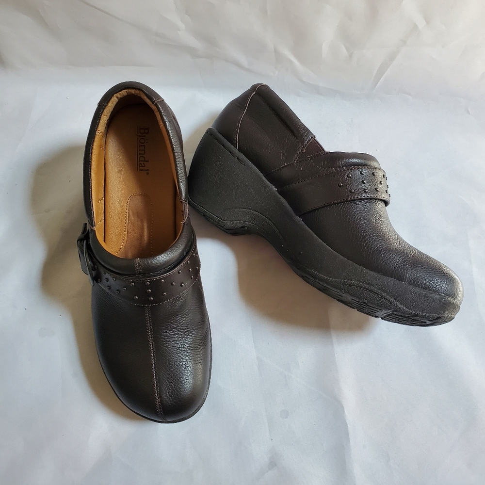 Bjorndal Brown Leather Clogs 9.5